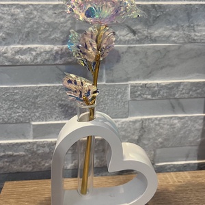 Szív alakú váza virággal, Otthon & Életmód, Dekoráció, Asztal és polc dekoráció, Asztaldísz, Gipszöntés, MESKA