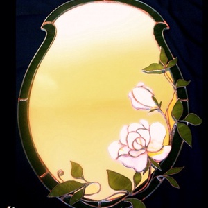 Tiffany Tearózsás virágos tükör, Otthon & Lakás, Dekoráció, Tükör, Mindenmás, Üvegművészet, Meska