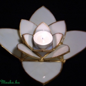 Tiffany Lótuszos mécsestartó asztaldísz - otthon & életmód - dekoráció - Meska.hu