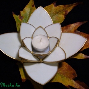 Tiffany Lótuszos mécsestartó asztaldísz - otthon & életmód - dekoráció - Meska.hu