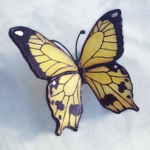 Francia hajcsat: Kézzel festett Fecskefarkú lepke, tiffanyból - ruha & divat - hajdísz & hajcsat - hajcsat & hajtű - Meska.hu