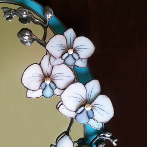 3D Orchideás tükör tiffany üvegből, Otthon & Életmód, Dekoráció, Tükör, Mindenmás, Üvegművészet, MESKA