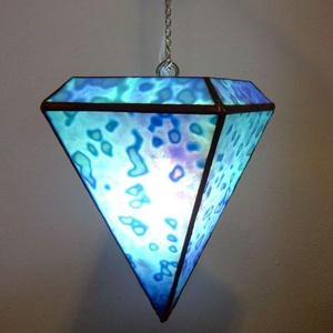 Kék Gyémánt függő lámpa, Otthon & Lakás, Lámpa, Fali & Mennyezeti lámpa, Mindenmás, Üvegművészet, Meska
