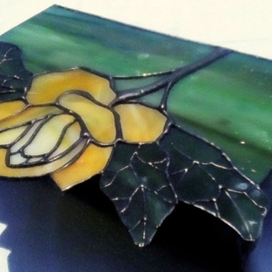 Art Nuovo sárga rózsás tiffany ékszerdoboz - ékszer - ékszertartó - ékszerdoboz - Meska.hu