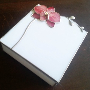 3D Orchideás ékszerdoboz tiffany üvegből - ékszer - ékszertartó - ékszerdoboz - Meska.hu