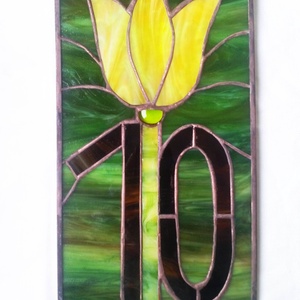 Házszámtábla tulipános tiffany - otthon & életmód - ház & kert - házszám - Meska.hu