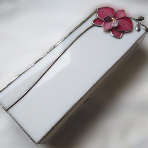 3D Orchideás ékszerdoboz tiffany üvegből, Ékszer, Ékszertartó, Ékszerdoboz, Mindenmás, Üvegművészet, MESKA
