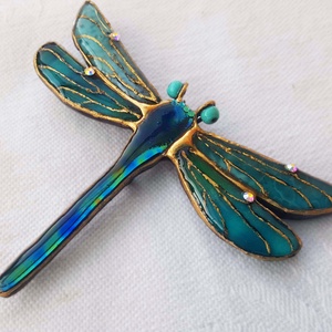 Art Nuovo kék szitakötő- bross  - ékszer - kitűző és bross - kitűző - Meska.hu