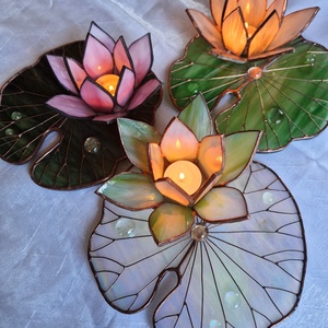 Green brillance tavirózsa mécsestartó - otthon & életmód - dekoráció - asztal és polc dekoráció - díszüveg - Meska.hu