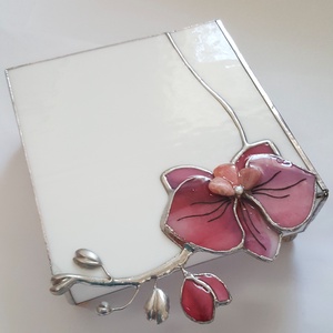 3D Orchideás ékszerdoboz tiffany üvegből, Ékszer, Ékszertartó, Ékszerdoboz, Mindenmás, Üvegművészet, MESKA