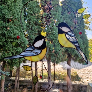 Szerelmes cinegepár - otthon & életmód - dekoráció - ajtó- és ablak dekoráció - ablakdísz - Meska.hu Szerelmes cinegepár - otthon & életmód - dekoráció - ajtó- és ablak dekoráció - ablakdísz - Meska.hu