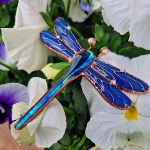 Art Nuovo kék szitakötő- bross II. - ékszer - kitűző és bross - Meska.hu