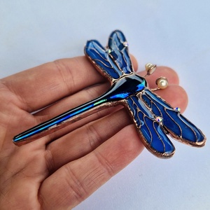 Art Nuovo kék szitakötő- bross II. - ékszer - kitűző és bross - Meska.hu