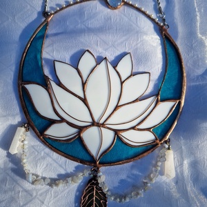 Lótusz napfogó kék holdkehelyben - otthon & életmód - dekoráció - ajtó- és ablak dekoráció - ablakdísz - Meska.hu