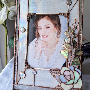 True Love gyöngyházas esküvői fotókeret , Esküvő, Emlék & Ajándék, Nászajándék, Esküvői pénzátadó képkeret, Üvegművészet, Ékszerkészítés, MESKA