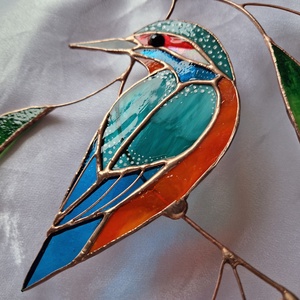 Jégmadár fűzfaágon ablakdísz - otthon & életmód - dekoráció - ajtó- és ablak dekoráció - ablakdísz - Meska.hu