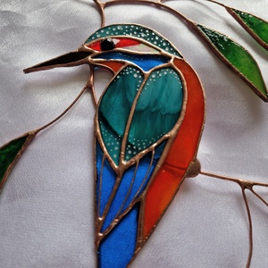 Jégmadár fűzfaágon ablakdísz - otthon & életmód - dekoráció - ajtó- és ablak dekoráció - ablakdísz - Meska.hu