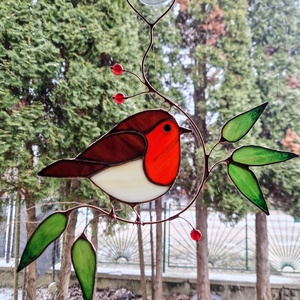 Vörösbegy ablakdísz - otthon & életmód - dekoráció - ajtó- és ablak dekoráció - ablakdísz - Meska.hu