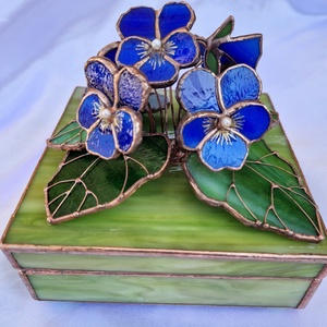 Kék-árvácska ékszerdoboz 3D - Meska.hu