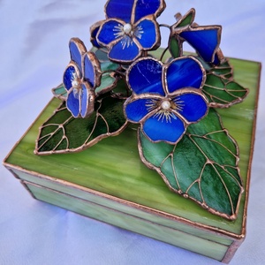 Kék-árvácska ékszerdoboz 3D - ékszer - ékszertartó - ékszerdoboz - Meska.hu