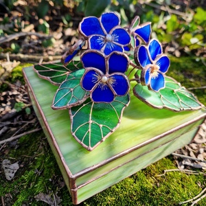 Kék-árvácska ékszerdoboz 3D - ékszer - ékszertartó - ékszerdoboz - Meska.hu