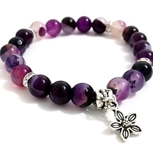 Purple stone karkötő virágos díszítéssel - Meska.hu