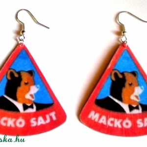 Mackó sajt kockasajt retro fülbevaló - Meska.hu