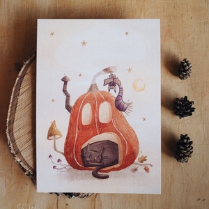 Halloween A5 méretű print, Otthon & Életmód, Papír, írószer, Képeslap, üdvözlőlap, Fotó, grafika, rajz, illusztráció, MESKA