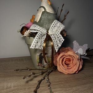 Tyúkanyó asztaldísz, Otthon & Életmód, Dekoráció, Asztal és polc dekoráció, Asztaldísz, Decoupage, transzfer és szalvétatechnika, Virágkötés, MESKA