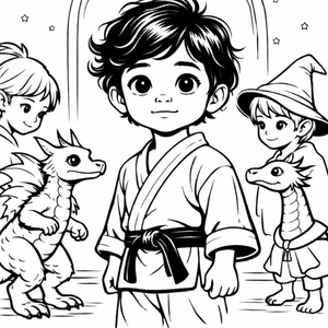 Tomi bátorságpróbája - fiús karate színező - Tomi története / digitális színezőcsomag - Meska.hu