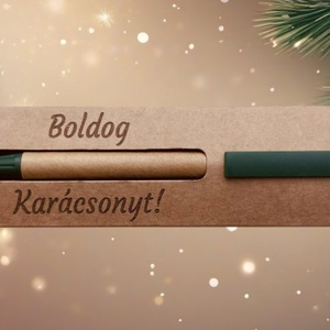 Újrahasznosított anyagból készült toll, egyedi gravírozással, ajándék papír tokkal - Meska.hu
