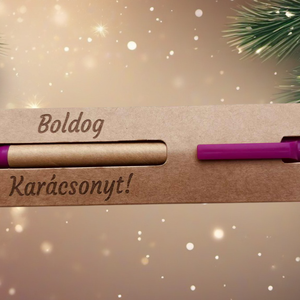 Újrahasznosított anyagból készült toll, egyedi gravírozással, ajándék papír tokkal - otthon & életmód - papír, írószer - ceruza & toll - Meska.hu