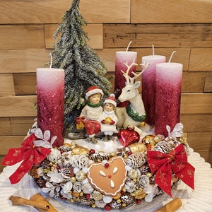 Prémium téli jelenetes adventi asztalidísz - karácsony - karácsonyi lakásdekoráció - ünnepi asztaldekoráció - Meska.hu