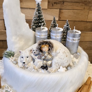Jegesmedve díszítésű adventi dekoráció - karácsony - karácsonyi lakásdekoráció - ünnepi asztaldekoráció - Meska.hu