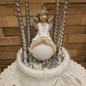 Angyalkás adventi asztalidísz, Karácsony, Adventi díszek, Adventi asztaldísz, Mindenmás, Virágkötés, MESKA
