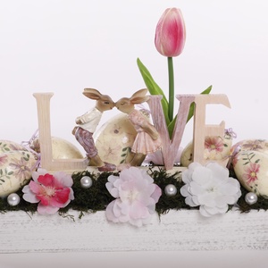 LOVE nyuszis húsvéti asztaldísz handmade tojásokkal - otthon & életmód - dekoráció - asztal és polc dekoráció - asztaldísz - Meska.hu