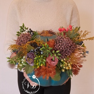 Türkiz beton tök dekoráció - otthon & életmód - dekoráció - halloween - halloweeni tök - Meska.hu