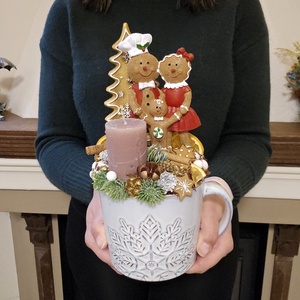 Mézeskalács jelenetes óriás bögrés dekoráció - Meska.hu