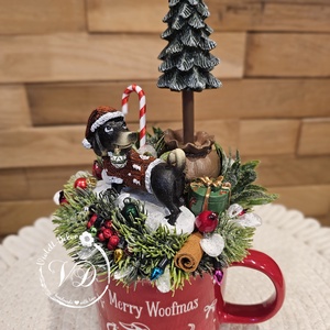 Tacskó jelenetes bögrés dekoráció - Meska.hu