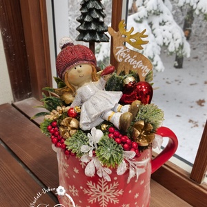 Kislány angyalka jelenetes óriás bögrés dekoráció - Meska.hu