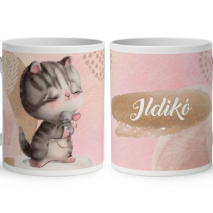 Kérd a Neveddel - Cica egér barátság mintás bögre, Otthon & Életmód, Konyhafelszerelés, tálalás, Tálalás, Bögre & Csésze, , MESKA