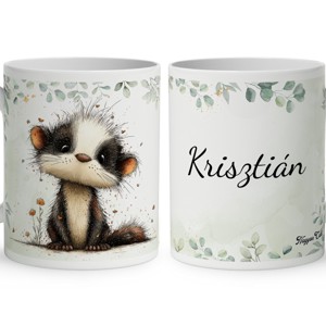 Névvel kérhető - Az erdő bölcs remetéje, a cuki borz mintás bögre, Otthon & Életmód, Konyhafelszerelés, tálalás, Tálalás, Bögre & Csésze, , MESKA