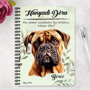 Személyre szabható - Bullmasztiff portré mintás A6-os füzet - otthon & életmód - papír, írószer - jegyzetfüzet & napló - Meska.hu