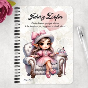 Személyre szabható - Cuki Körmös manólány mintás A6-os füzet - otthon & életmód - papír, írószer - jegyzetfüzet & napló - Meska.hu