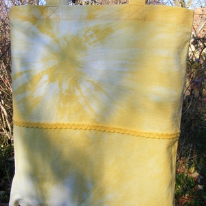 Sárga batikolt vászontáska - táska & tok - bevásárlás & shopper táska - shopper, textiltáska, szatyor - Meska.hu