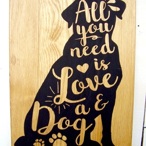 All you need is love - egyedi kutyás tábla 40x20 cm - otthon & életmód - dekoráció - Meska.hu