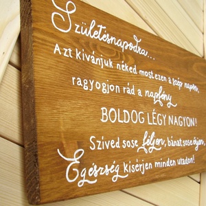 Születésnapi köszöntő 20x40 cm fa tábla - otthon & életmód - dekoráció - Meska.hu