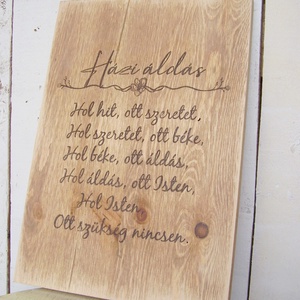 Házi áldás - rusztikus koptatással 30x20 cm fa tábla - otthon & életmód - dekoráció - kép & falikép - táblakép - Meska.hu