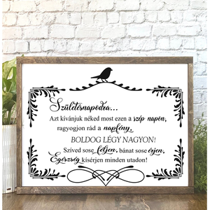 Születésnapodra - madaras 30x20 cm fa tábla - otthon & életmód - dekoráció - Meska.hu