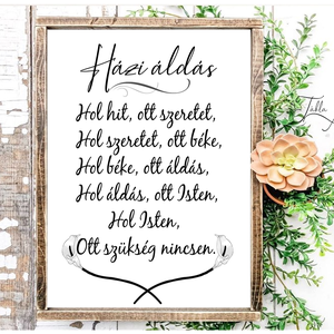 Házi áldás kálás vagy rózsás 40x30 cm fa tábla  - otthon & életmód - vallás - házi áldás - Meska.hu